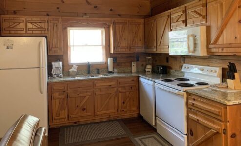 kitchen inside cabin rental